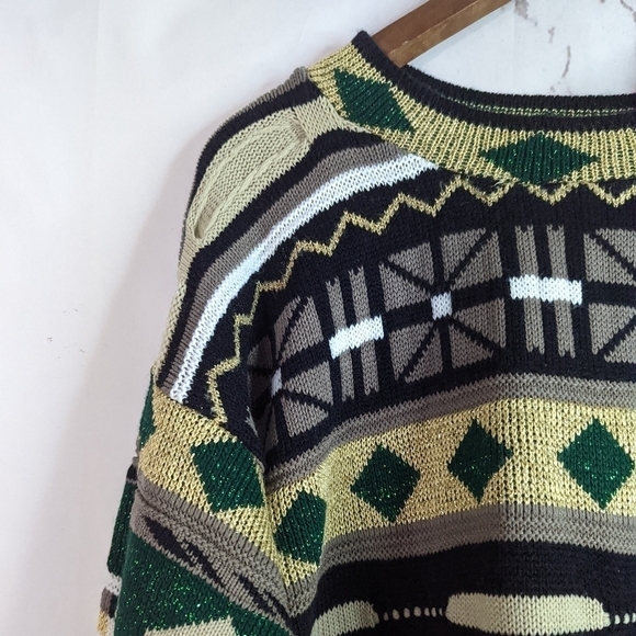 Vintage 3D Knit Sweater Size XL 90s Texture Cosby Coogi Inspired Ugly Christmas - Picture 2 of 12
